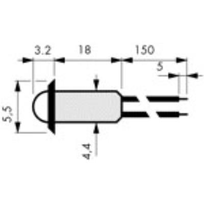 Distrelec Snap-in-LED ø3mm grün mit Vorwiderstand und Litze 12VDC 25 22 50 Bild 1 / 1